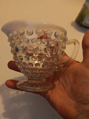 Vintage Clear Hobnail Glass Creamer Pitcher